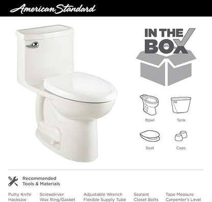 American Standard 2403128.021 Compact Cadet 3, One-Piece Toilet with Slow-Close Seat, Elongated Front, Left-Hand Flush, Bone, 1.28 gpf