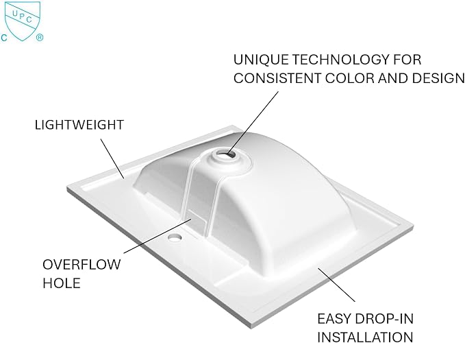 37" Bathroom Vanity Top with Integrated Sink – Solid Surface Resin Streamline Countertop, Single Faucet Hole, Built-in Overflow, Easy-to-Clean Matte White Finish, 37" W x 22" D