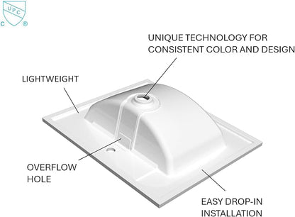 37" Bathroom Vanity Top with Integrated Sink & Backsplash – Solid Surface Polyurethane Resin, Matte White, Built-in Overflow, Easy-to-Clean Countertop, 37" W x 22" D