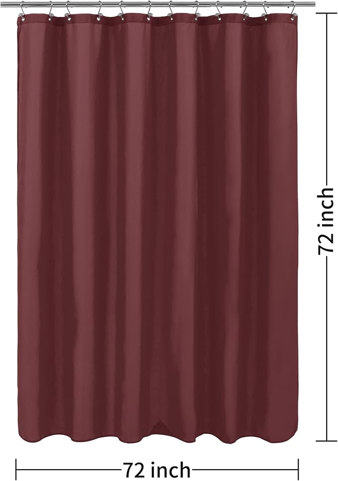 ALYVIA SPRING Waterproof Fabric Shower Curtain or Liner Burgundy Red, 72x72 | 3 Magnets, Soft Cloth & Hotel Quality, Machine Washable, Light-Weight, Standard Size