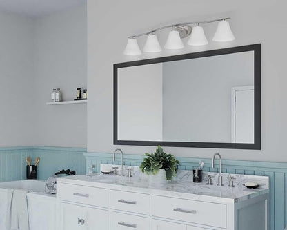 Progress Lighting P2016-20W Bravo Collection Etched Glass Modern Bath Vanity Light, 5-Light, Antique Bronze