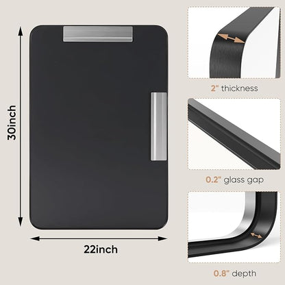 Sweetcrispy Bathroom Mirror, Vanity Mirror for Wall, 22x30 Inch | Rectangle Wall Decor for Entryway, Bedroom, Vanity, Anti-Rust, Horizontal or Vertical Hanging, Black