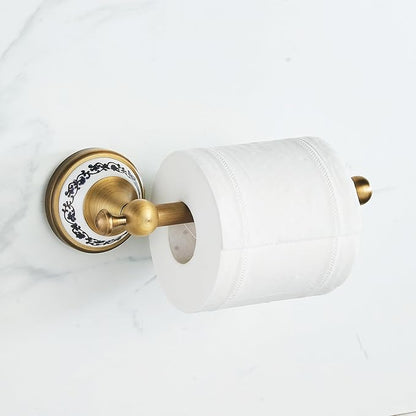 Toilet Paper Holder, Bathroom Toilet Paper Roll Holder Antique Bronze Brass Wall Mounted Bathroom Hardware Accessories,Porcelain Design