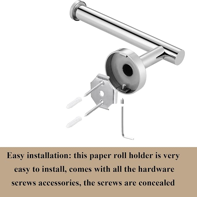 5-Piece Bathroom Hardware Set, Chrome SUS304 Stainless Steel Bathroom Accessories Kit, Includes 24" Towel Bar, Toilet Paper Holder, Towel Ring & 2 Robe Hooks, Wall Mounted, Rustproof Modern Design