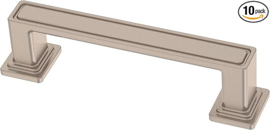 Franklin Brass 10 Pack Brushed Nickel Cabinet Handles 3 inch (76mm) Kitchen Cabinet Handles and Drawer Pulls for Cupboards and Dressers | Recessed Square