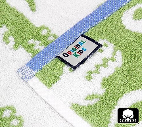 ORIGINAL KIDS Wash Cloth - 100% Cotton Set of 12 Washcloths - Green Blue