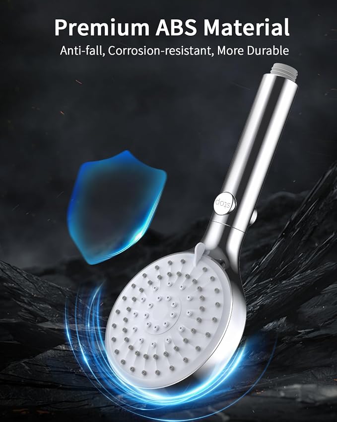 FASDUNT Shower Head with Handheld, High Pressure Showerhead with Long Hose | 80" Extra Long Stainless Steel Hose & Adjustable Bracket, Shower Heads with ON/OFF Switch for Pets Bath, Chrome