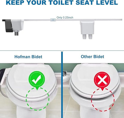 Bidet Attachment for Toilet Seat, Non Electric, Dual Self-Cleaning Nozzles for Front and Rear Wash, Adjustable Cold Water Pressure, Easy Installation, Global Fit, EB012 Three-Function Single