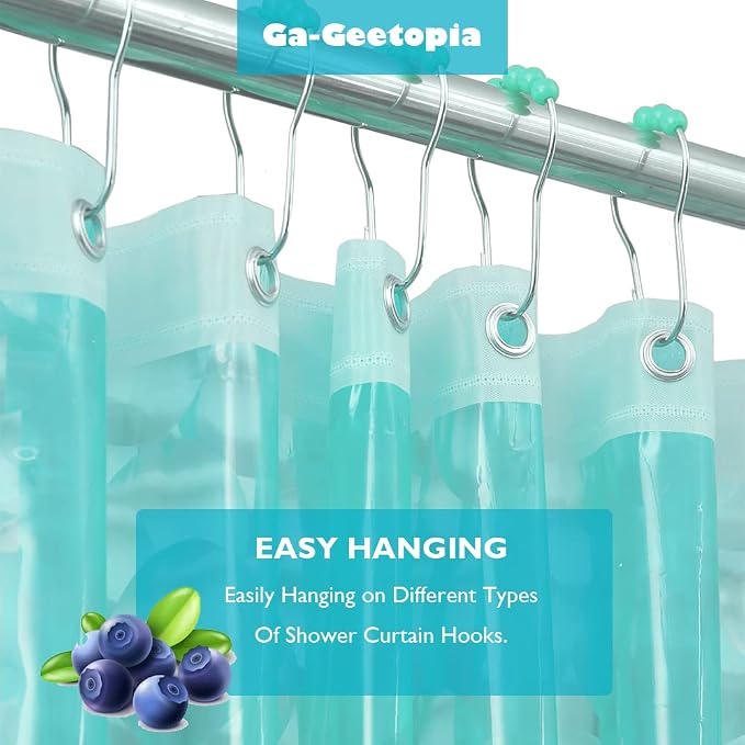 Ga-Geetopia EVA 3D Teal Pearl Water Cube Plastic Shower Curtain Liner - Premium Light Weight 72" x 72" Teal Bathroom Shower Showroom Curtain Liner with Rustproof Metal Gromments and Weighted Magnet