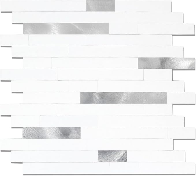 Yipscazo 2026 New Upgrade Peel and Stick Backsplash, Stick on Backsplash Tiles for Kitchen, Bathroom, Fireplace (10 Sheets, Pure White)