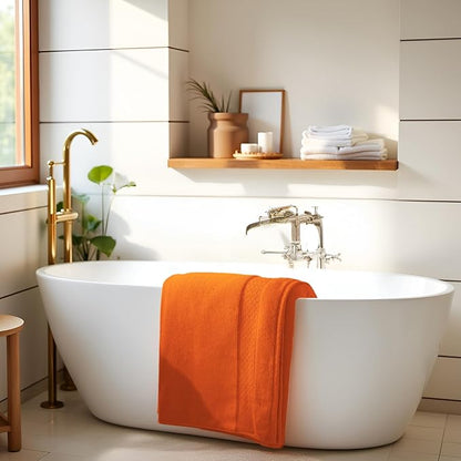 COZYART Bath Towel Set 6 PCS, Orange Luxury 100% Turkish Cotton 650GSM | Soft Absorbent Quick Dry, OEKO‑Tex 100 Cert. Zero Twist Ring Spun Cotton, Plush Fluffy, Breathable Hotel Quality Towels Set