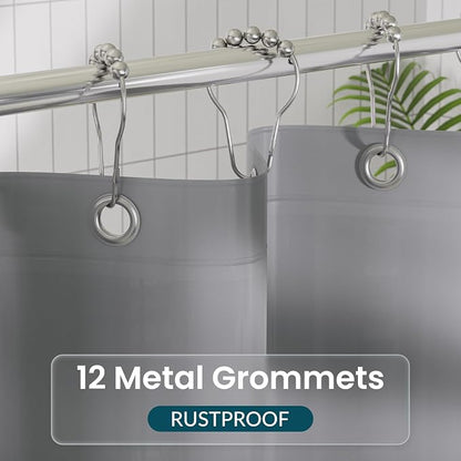 Titanker Plastic Shower Curtain Liner, 72x72 Grey Shower Liner Lightweight PEVA Shower Curtains for Bathroom, Waterproof Shower Liner with Magnets and Rustproof Grommet Holes