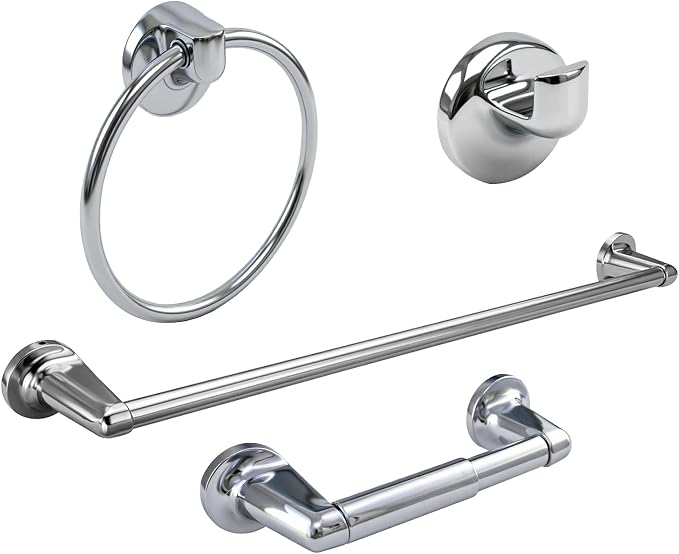 Formosa Design Hardware 4-Piece Bathroom Accessories Set (Polished Chrome) | A Complete set Strong and Reliable