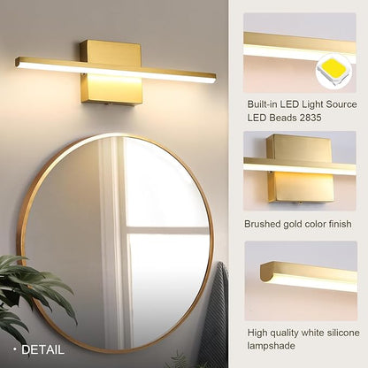 Vanity Light 16 Inch Modern Bathroom Light Fixtures 14W Wall Vanity Lamp Over Mirror, Dimmable 5CCT LED Wall Sconce for Bedroom Cabinets UL Certificated