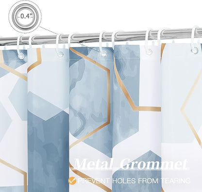 Litabel Long Shower Curtain for Bathroom, Geometric Bathroom Decor 72x78 | Long Modern Minimalist Shower Curtais, Light Blue Geometric Art Print Abstract Waterproof Bath Curtain