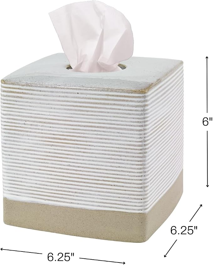 Avanti Linens - Tissue Box Cover, Guest Bathroom Essentials, Modern Home Decor (Drift Collection)