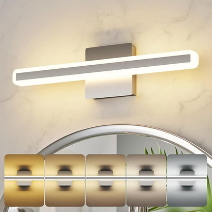Modern Vanity Light 15.7 inch 16W Dimmable 5CCT Led Bathroom Light Fixture Over Mirror, Brushed Nickel Vanity Light for Bathroom Mirror Cabinets-ETL Certificated