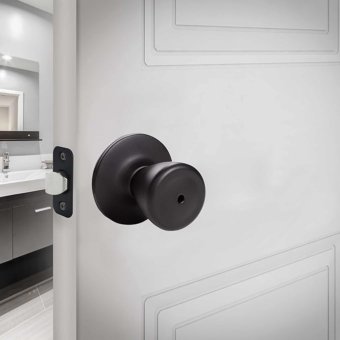 Design House 779264 Tulip Privacy Bed and Bath Door Knob Matte Black