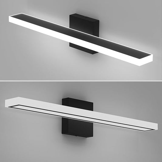 24inch Black LED Bathroom Vanity Light Bar 18W Modern Bath Light Fixture Over Mirror Vanity Light Cool White 6000K