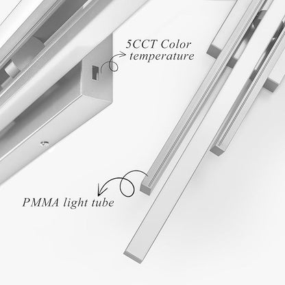 35 Inches Nickel LED Modern Bathroom Vanity Light Fixtures 25W Dimmable 5CCT Vanity Light Bar Over Mirror 3-Light Wall Light for Bathroom Over Mirror Picture Light