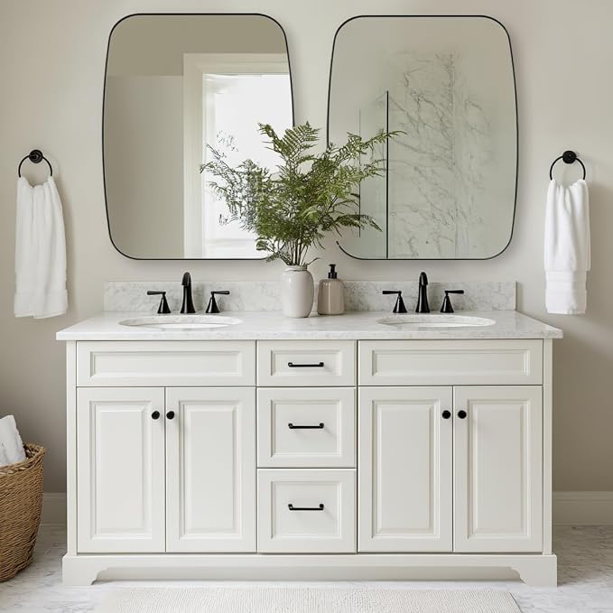 Black Oblong Mirror, 36x48 Inch Black Oval Mirror for Bathroom with Stainless Steel Metal Frame, Wall Mouned for Bathroom, Living Room, Entryway