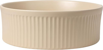 JONATHAN Y Element 14.75" Round Fluted Vessel Sink, Matte Beige | Ceramic, Above Counter Vanity Basin, 5.25" Height, 1.75" Drain Hole, Stain Resistant Glaze, Modern Minimalist Style