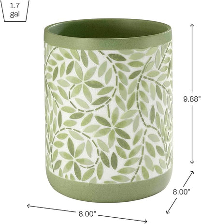 Avanti Linens - Wastebasket, Resin Accessories, Guest Bathroom Essentials (Stratford Collection, Green)