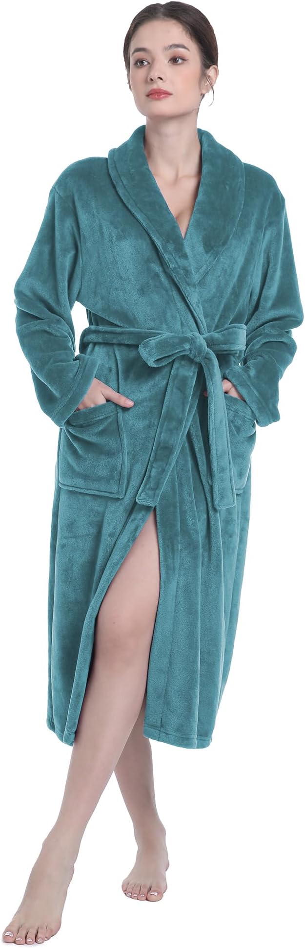 Fluffy Soft Robes for Women, Warm Fleece Womens Robe, Cozy Bathrobe | Plush Bathrobe for Women, Long Fuzzy Lightweight Bath Robe with Pockets for Shower Spa Hotel House Pool
