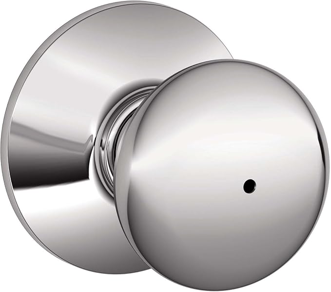 Schlage F40 PLY 625 Plymouth Door Knob, Bed & Bath Privacy Lock, Bright Chrome