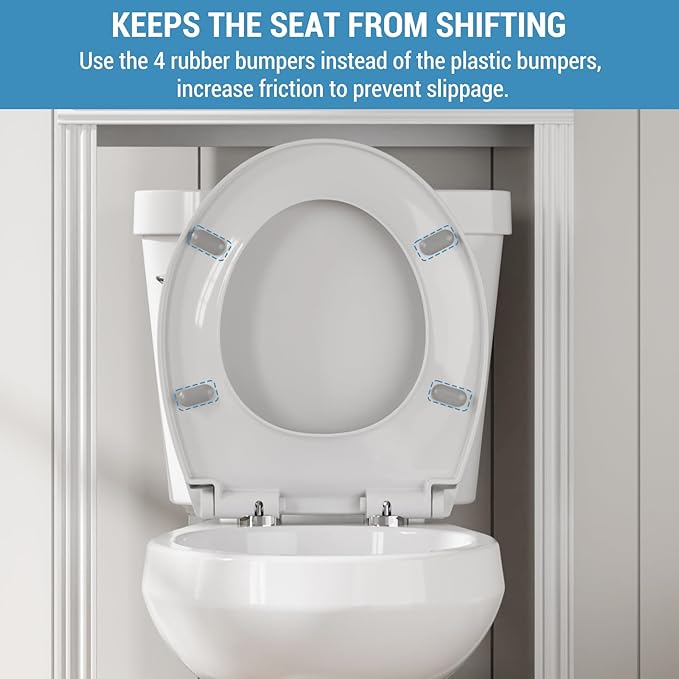 Garvee Toilet Seat Cover Round – PP Material, Secure Locking Design, Full Flat Lid for Standard Round Toilets, Sturdy & Comfortable Fit, White