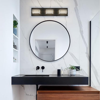Black Vanity Lights for Bathroom Light Fixtures (3-Light, 20-Inch) Adjust 3 Colors Modern Bath Lighing Fixture Over Mirror LED Vanity Lighting