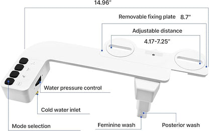 Bidet Attachment for Toilet Non-Electric,Ultra-Slim Self-Cleaning Toilet Bidet with Foldable Dual Nozzles,Adjustable Water Pressure for Rear and Feminine Wash(White)