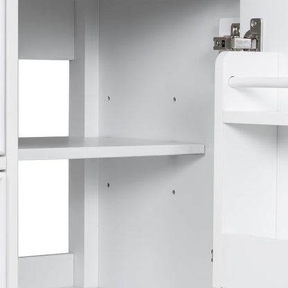 30" Bathroom Vanity with Ceramic Sink, Undermount Single Basin Bath Vanity Set w/1 Flip-Up & 2 Drawers,Modern Freestanding Storage Cabinet w/Adjustable Shelf,Solid Wood Frame,White