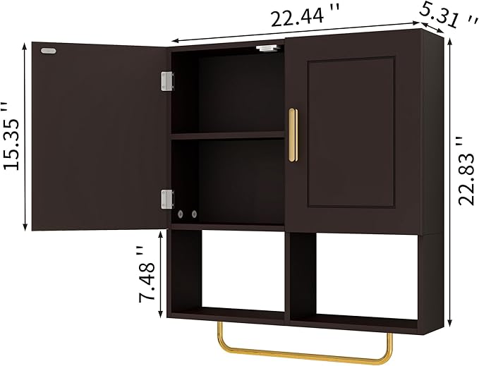 Wall Mounted Bathroom Storage Cabinet Medicine Cabinet with Adjustable Shelves & Towel Bar for Bathroom, Laundry Room, Bedroom, Enterway