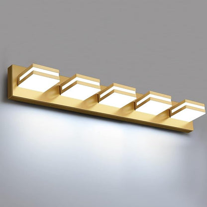 IZORRO LED Modern Bathroom Lights Fixtures(5-Light,Dimmable),Gold Acrylic Wall Lighting,Vanity Lights for Bathroom Over Mirror - 6000k 30In （No Assembly Required）