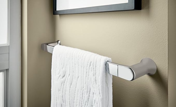 Moen Genta LX Chrome Modern 24-Inch Wall Mount Towel Holder Bathroom Single Towel Bar, BH3824CH