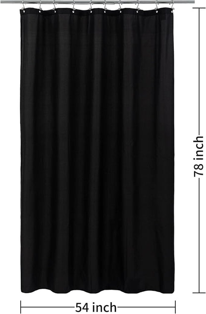 ALYVIA SPRING 54x78 Stall Waterproof Fabric Shower Curtain or Liner Black | 2 Magnets, Soft Cloth & Hotel Quality, Machine Washable, Light-Weight, Long Stall Size