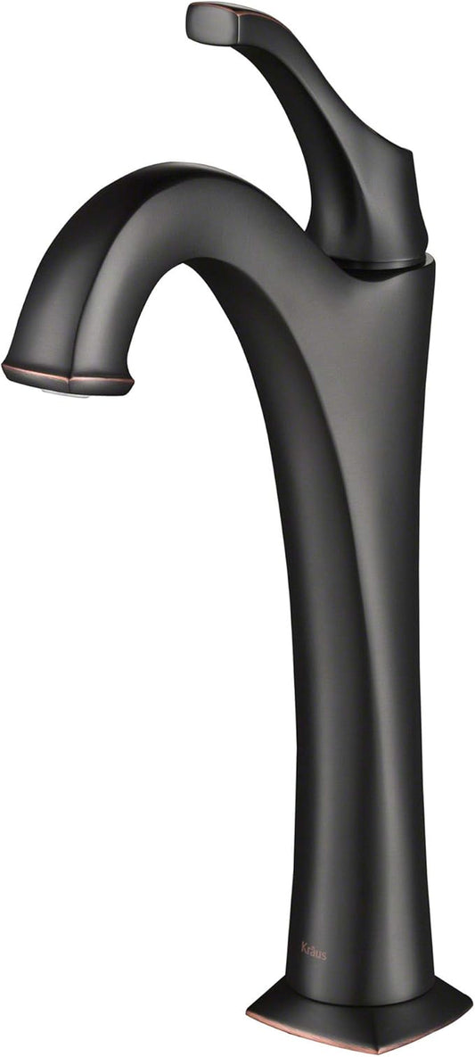 KRAUS KVF-1200ORB Arlo Single Handle Vessel Bathroom Faucet with Pop Up Drain, Oil Rubbed Bronze