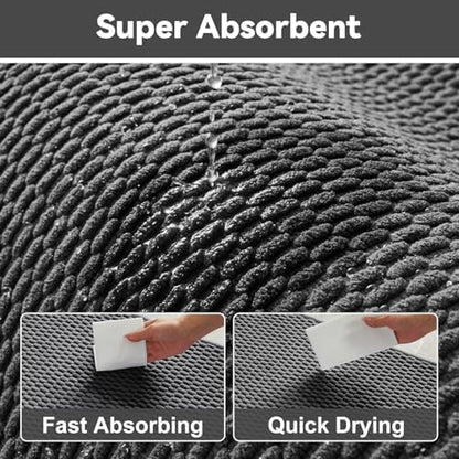 Triohero Bathroom Rugs Non Slip Washable, Super Absorbent Thin Bath Mat Small Quick Dry Low Pile Bathroom Rug, Dark Grey 20"x30"