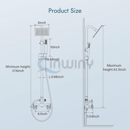 Wall Mounted Outdoor Shower Kit,Outdoor Shower Faucet,Brushed Nickel | 6-Inch Square Rainfall Shower Head with Handheld Spray, Adjustable Slide Bar & Dual Function Design for Flexible Outdoor Use