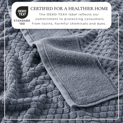 Great Bay Home Bath Towels - 100% Cotton 4 Pack 54x27 Bath Towel Set - Absorbent, Durable, Quick-Dry Towels for Bathroom (Blue)