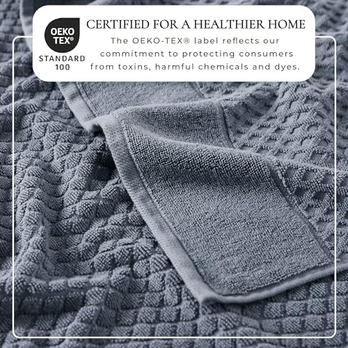 Great Bay Home Oversized Bath Sheets - 100% Cotton 2 Pack 68x35 Extra Large Towel - Absorbent, Durable, Quick-Dry Towels for Bathroom (Blue)