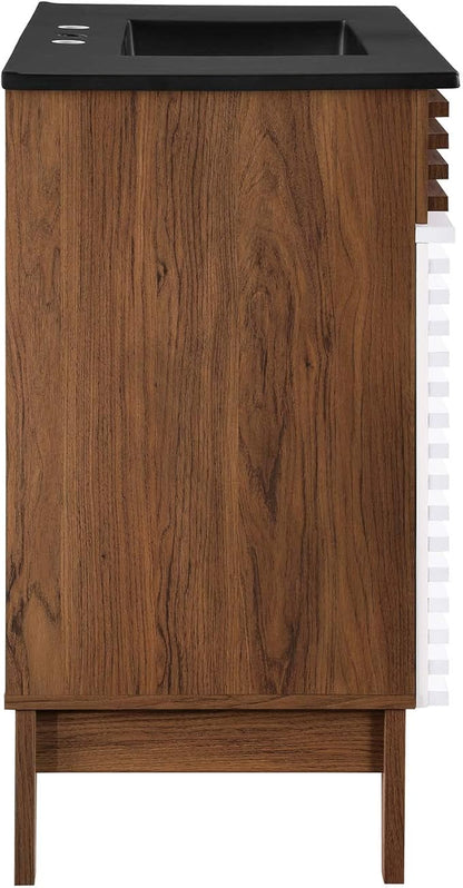 Modway Render 36" Bathroom Vanity in White Walnut Black
