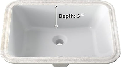 GAOMON Undermount Bathroom Sink, Rectangular 20"x15" Vessel Sink White Ceramic Lavatory Vanity Vessel Sink with Overflow - white