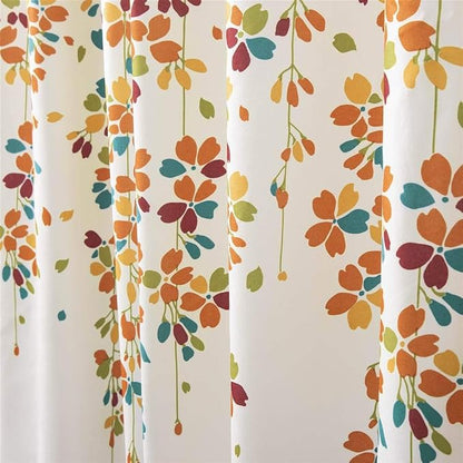 Lush Decor Weeping Flower Shower Curtain 72"W x 72"L Turquoise & Tangerine - Floral Shower Curtains for Bathroom - Bathroom Curtain - Cottage Decor