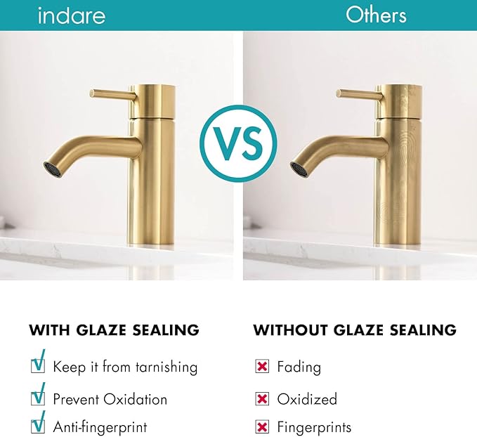 Brushed Gold Bathroom Faucet, Single Hole Bathroom Sink Faucet Modern Single Handle Vanity Faucet with Pop-up Drain and Supply Lines,100102-BG