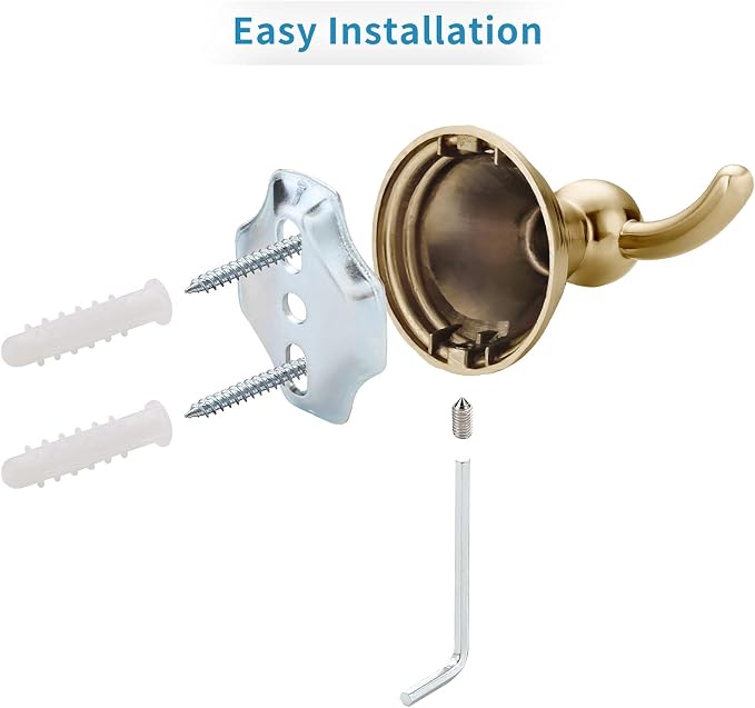 FILTA Bathroom Towel Hooks, Champagne Bronze Robe & Towel Hooks for Wall Mounted, Traditional Towel and Robe Hooks for Hanging Towels, Bath Towel Holder for Shower(2 Pack)