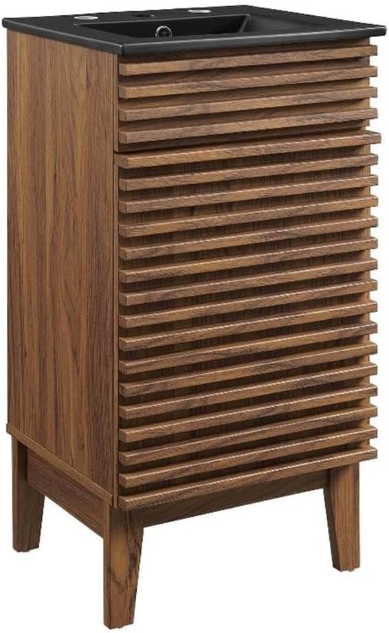 Modway Render 18" Bathroom Vanity with Sink in Walnut Black