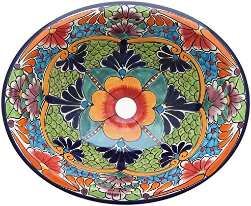 Talavera Mexican Handmade Hand Painted Bathroom Sink MEDIUM # 223