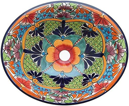 Talavera Mexican Handmade Hand Painted Bathroom Sink MEDIUM # 223